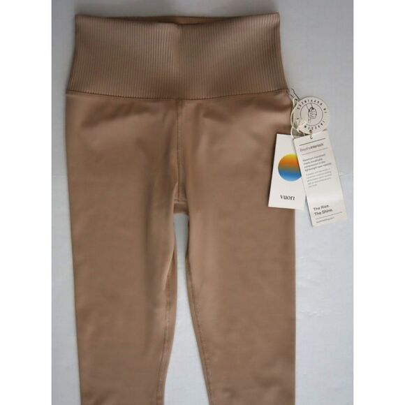 Vuori VW428-COC Women's Sz XS Coconut Beige Rib Studio 7/8 Leggings - Picture 7 of 13
